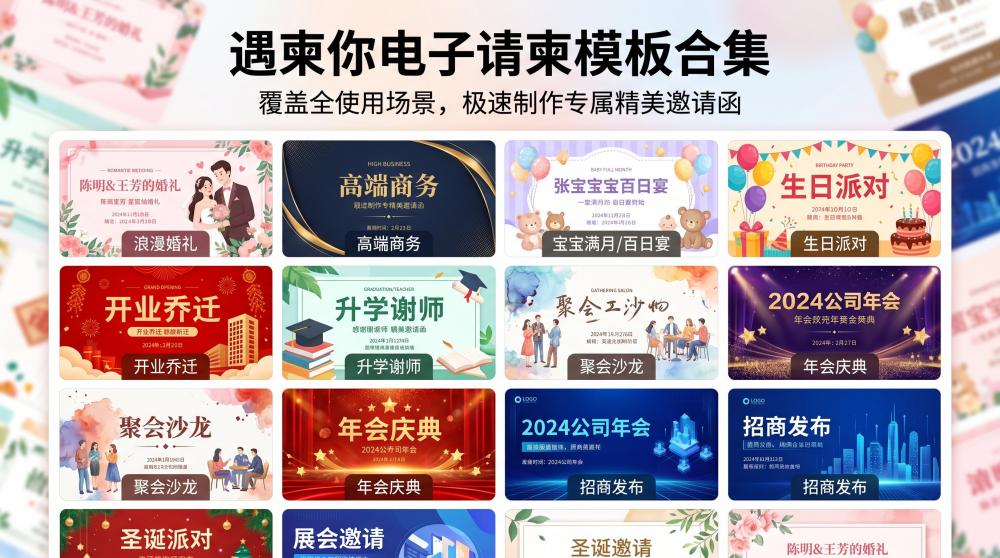企业庆典邀请函定制愁断肠？一键替换信息，小白也能快速出片